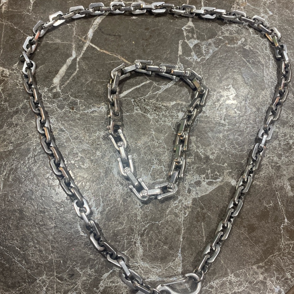 🔥 Vintage Russell Simmons Stainless Steel Chain Necklace (22”) + a Bracelet 🔥 - Picture 6 of 6